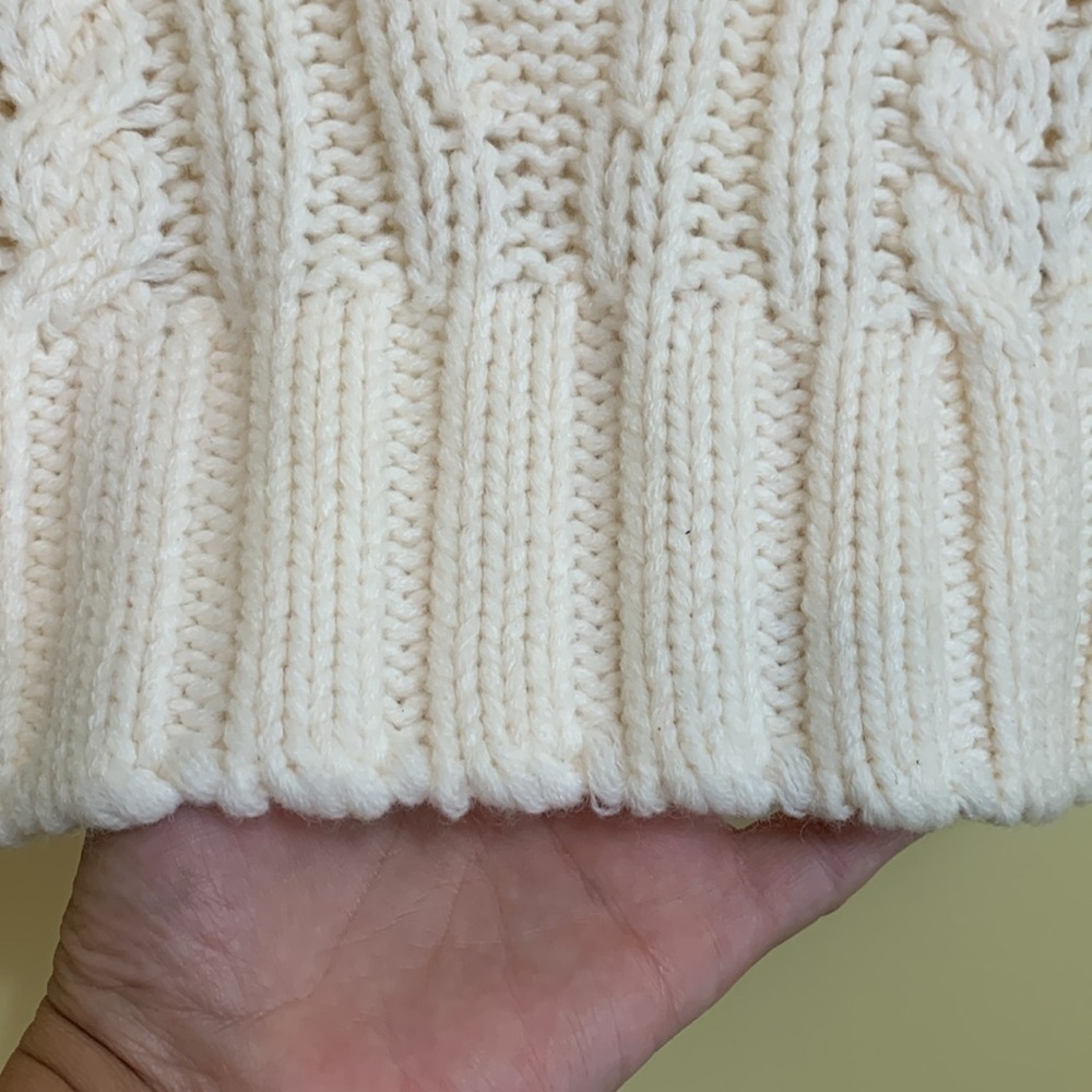 H & M | NWT Cream Chunky Knit Long Sleeve Cowl Neck Pointelle Sweater S - Picture 10 of 15